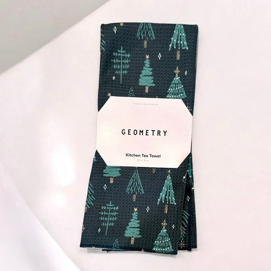 Geometry Christmas Pine Tea Towel