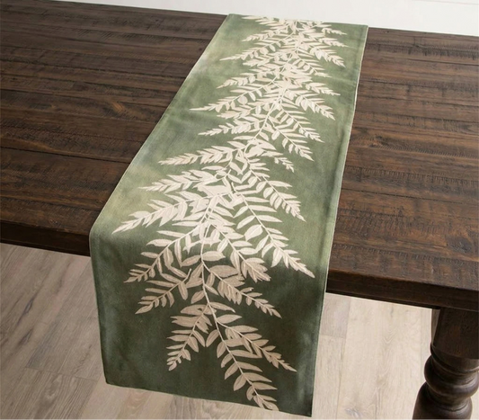 Embroidered Leaf Table Runner