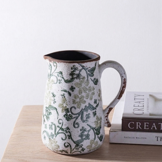 Green Floral Pitcher