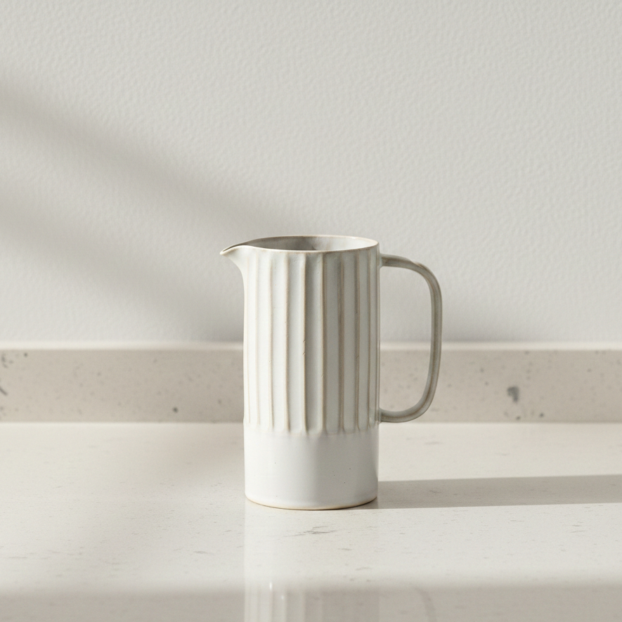 Ribbed Stoneware Pitcher