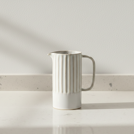 Ribbed Stoneware Pitcher