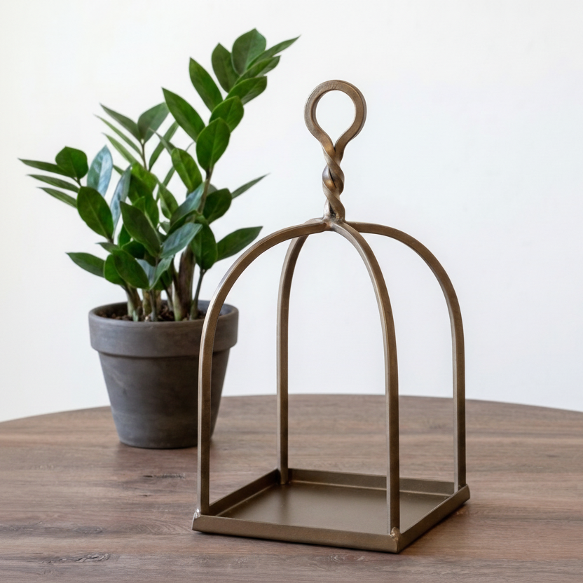 decorative brass metal lantern with twist top design
