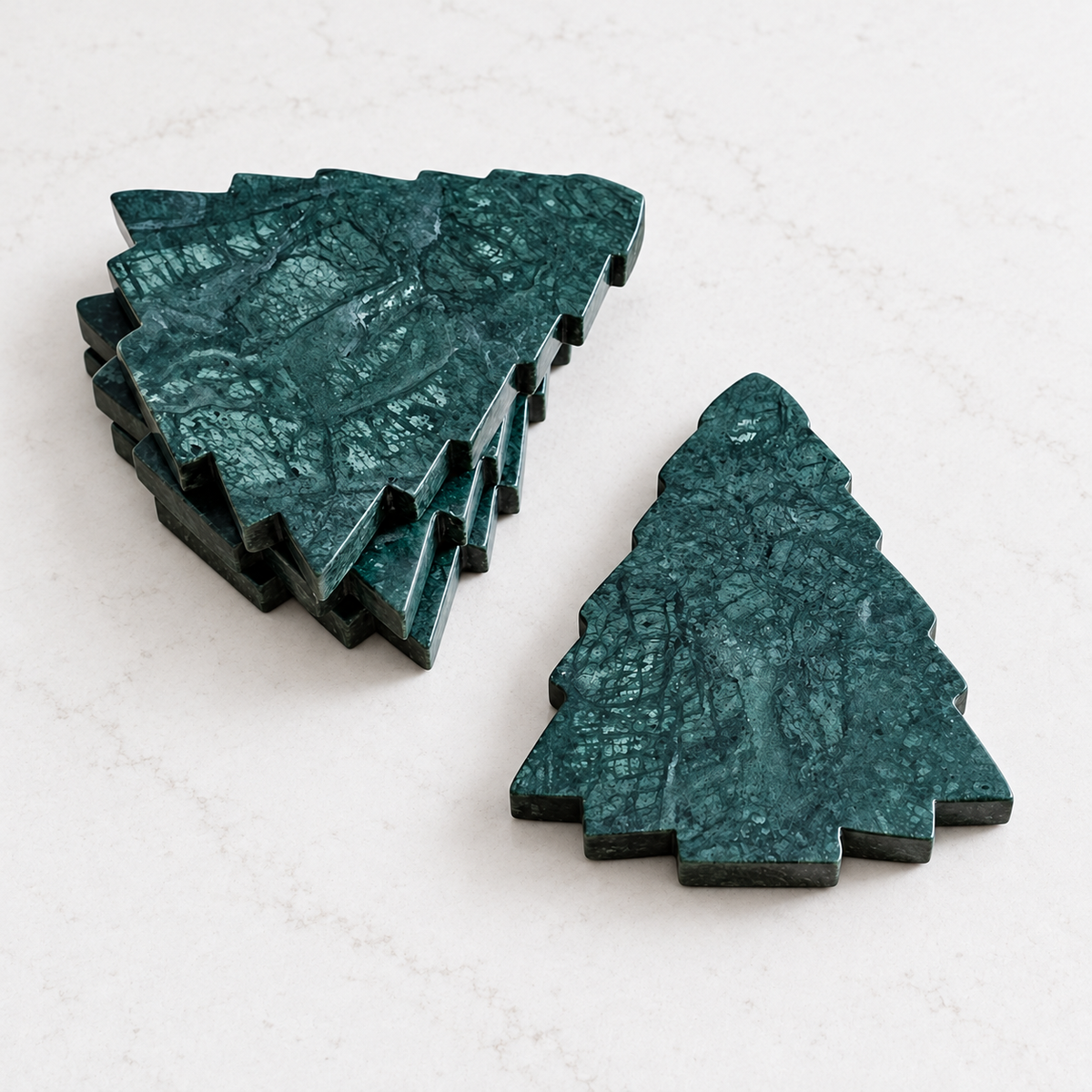 S/4 Green Tree Marble Coasters