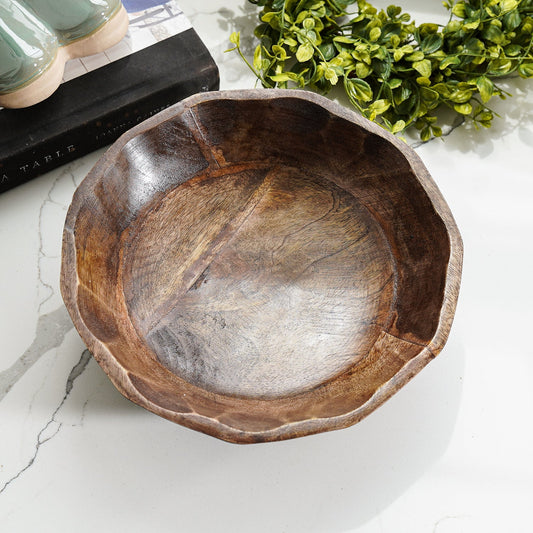 Scalloped Mango Wood Bowl
