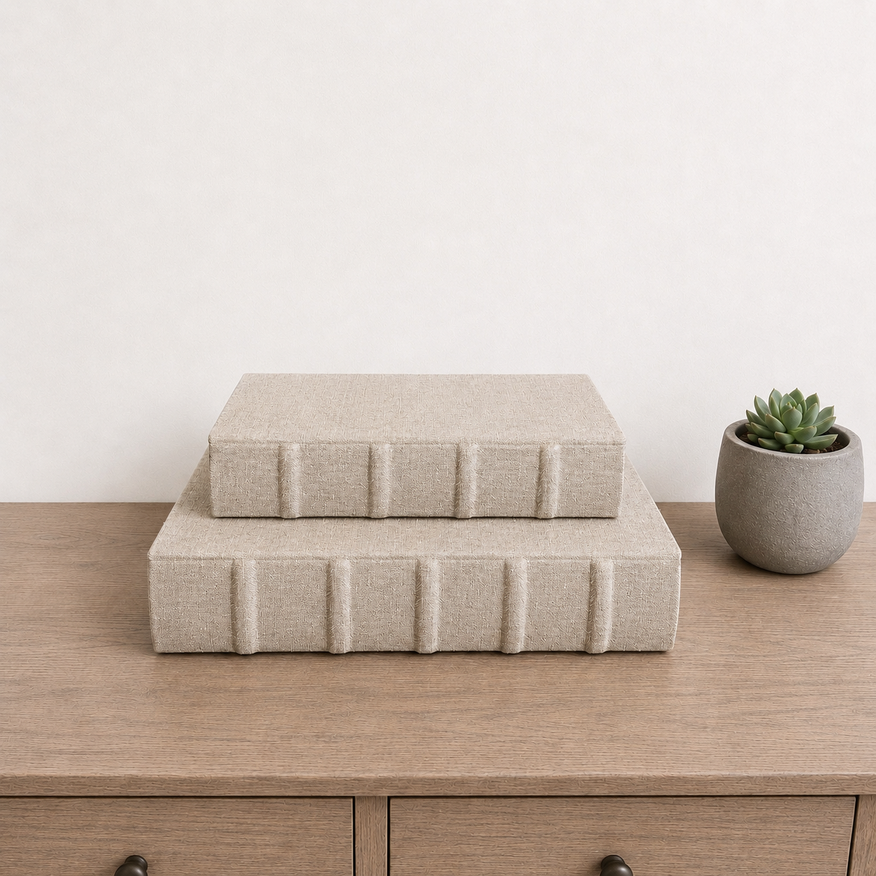 Linen textured decorative storage books 