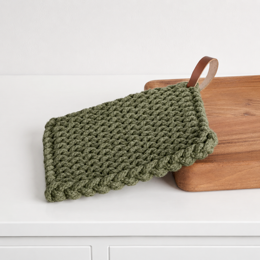 Moss Knit Pot Holder