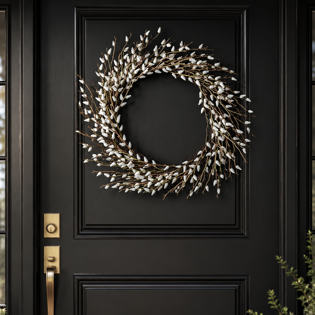 19" Pussy Willow Door Wreath
