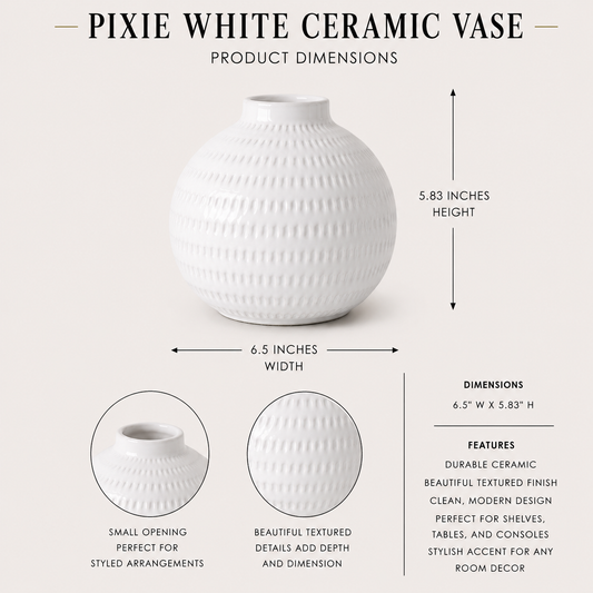 Pixie White Ceramic Vase