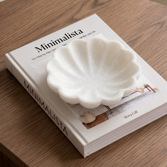 Scalloped White Marble Bowl