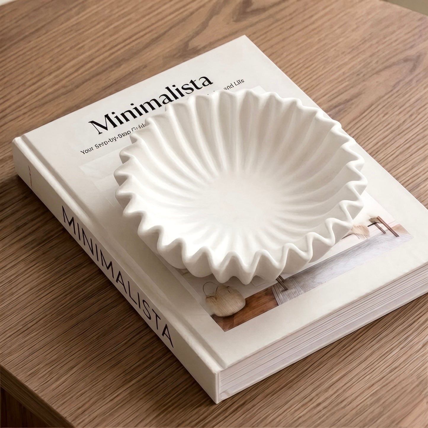 White Ceramic Pleated Bowl