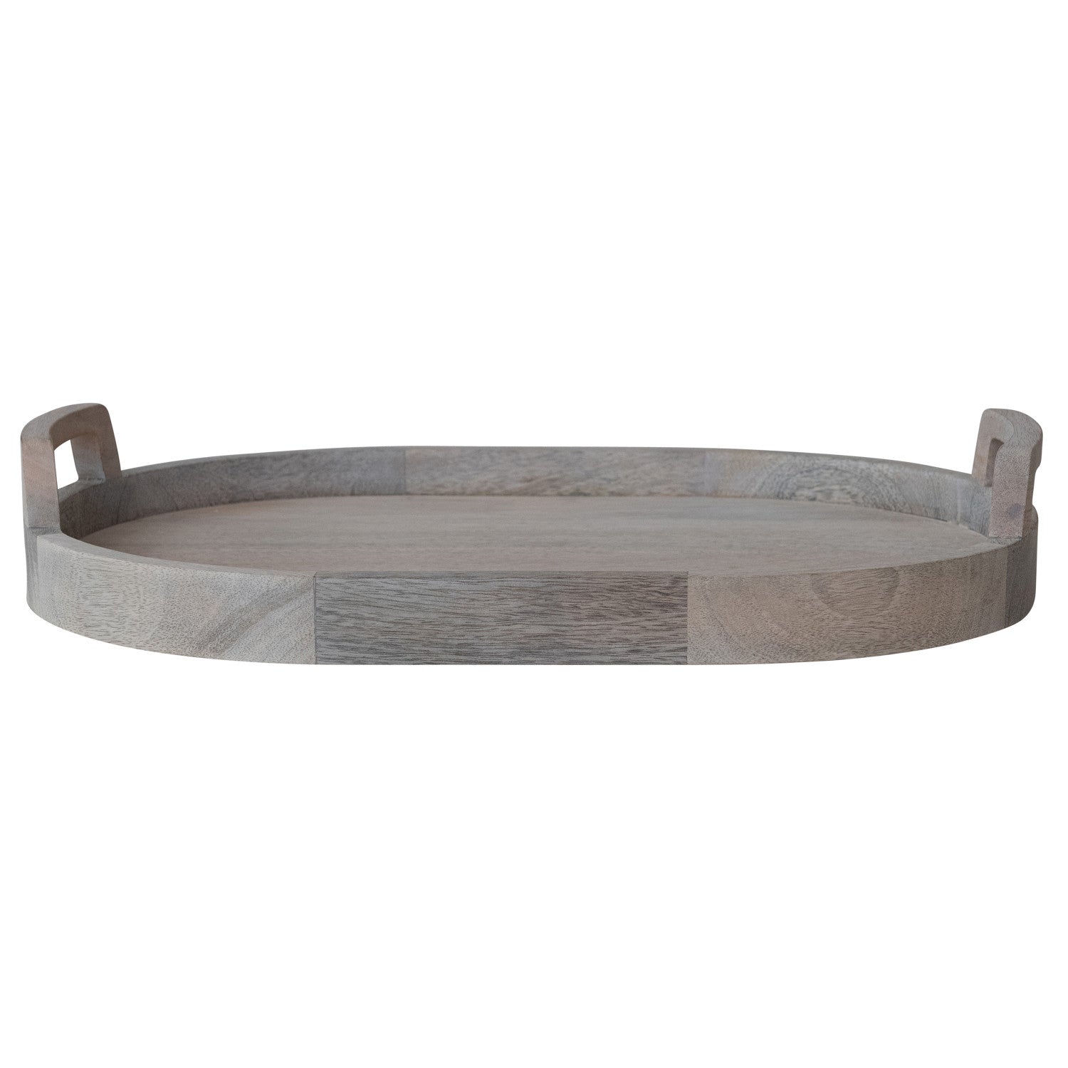 Oval Mango Wood Tray w/ Handles, Bleached