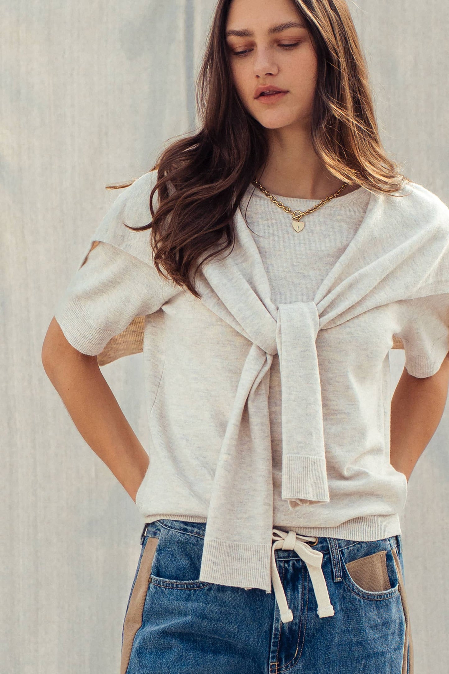 Layered Tie-Front Top