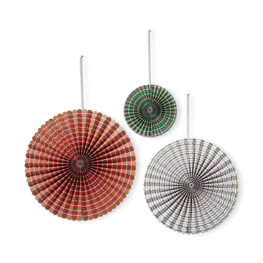 S/3 Christmas Hanging Paper Fans