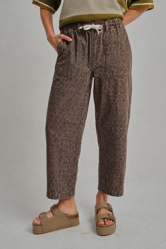 Leopard Print Barrel Pants