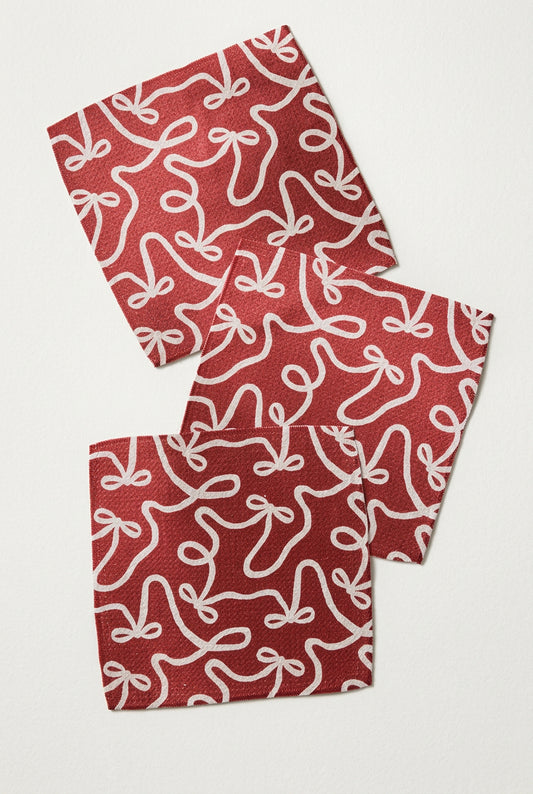 S/3 Holiday Bows Dishcloths