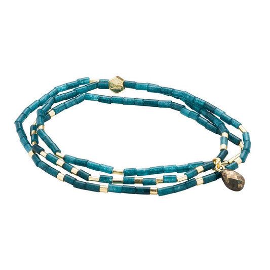 Teardrop Wrap Bracelet -Jade/Pyrite