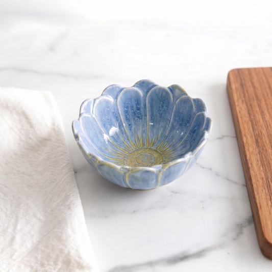 Blue Ceramic Flower Bowl