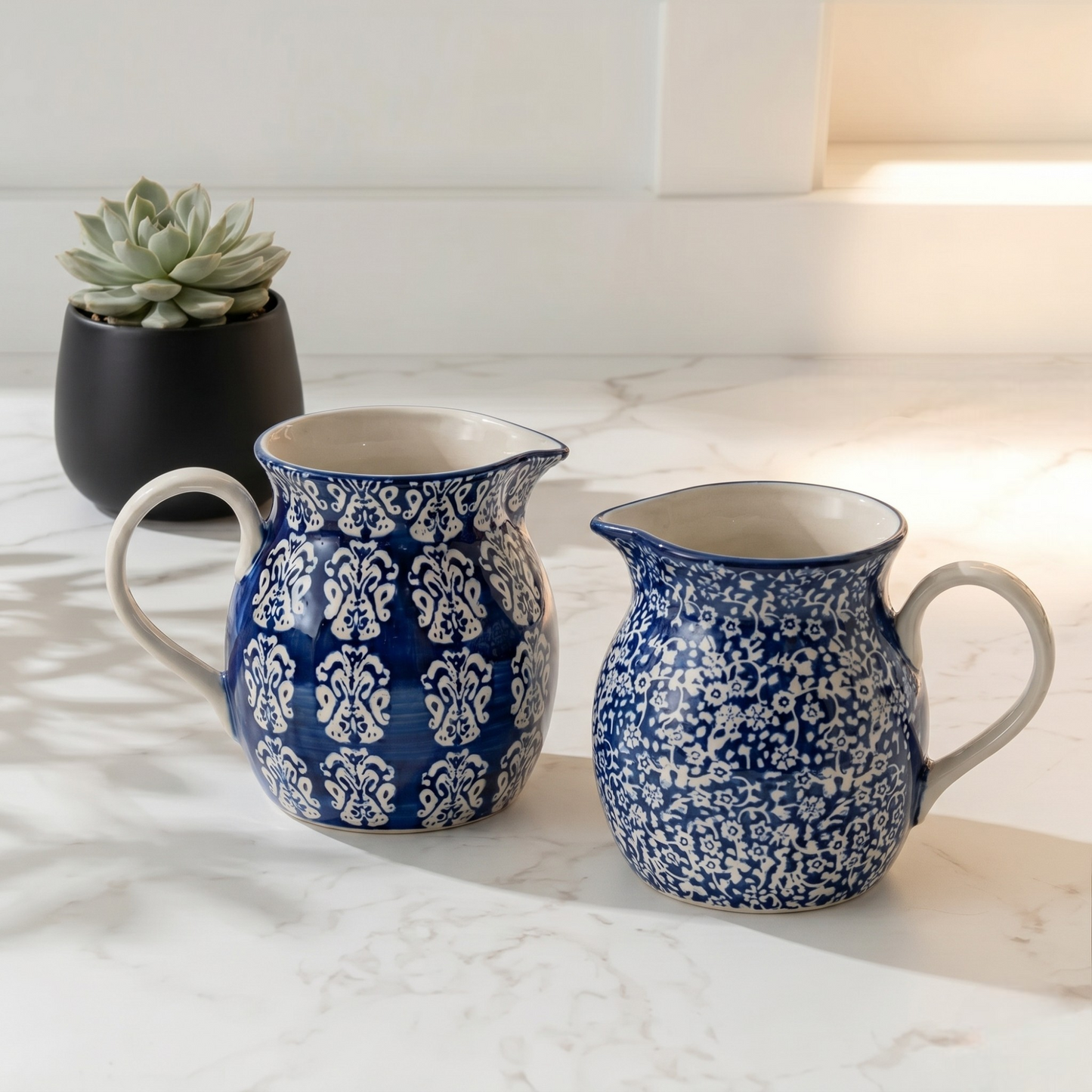 Assorted Blue Floral Pitcher