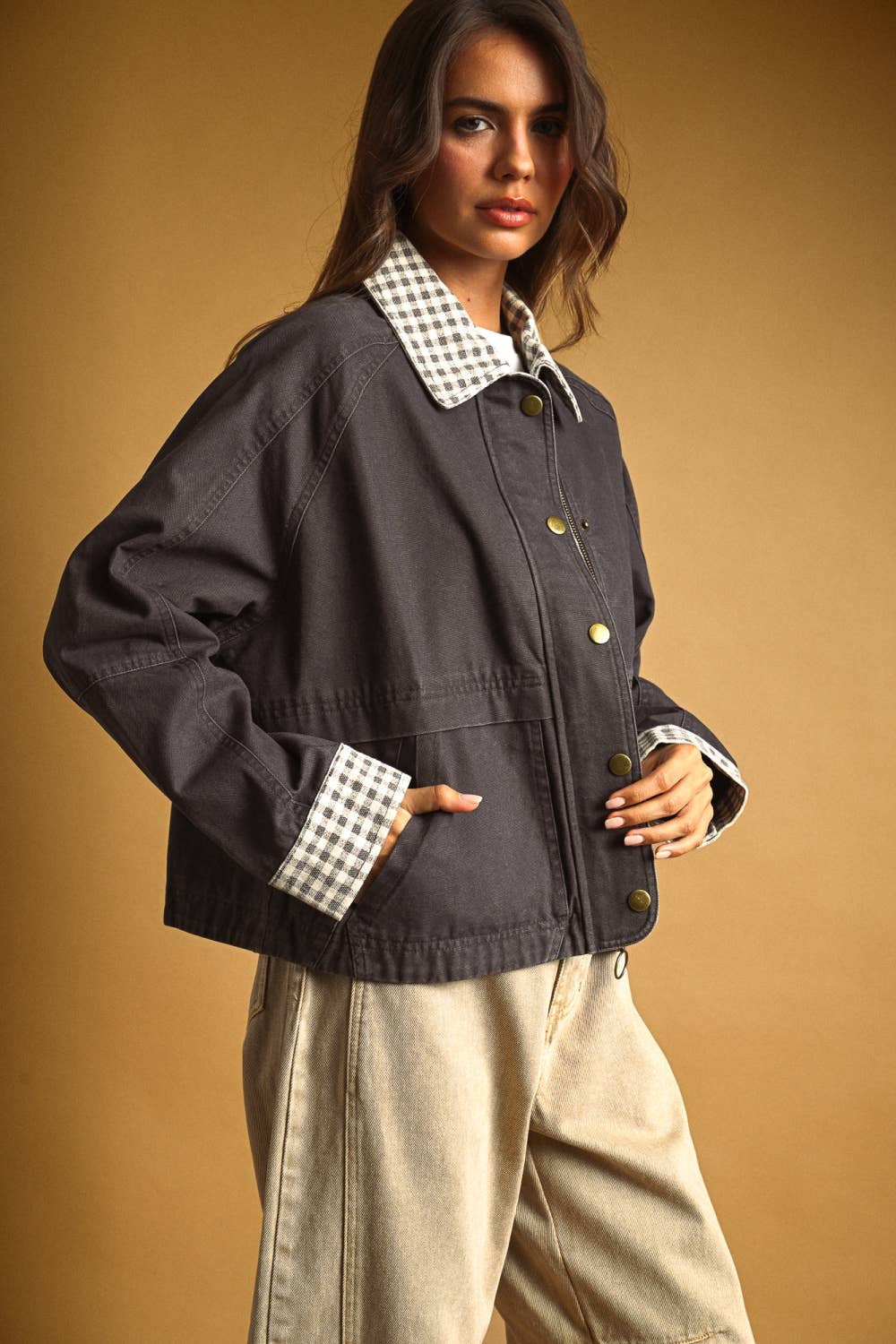 Gingham Collar Jacket