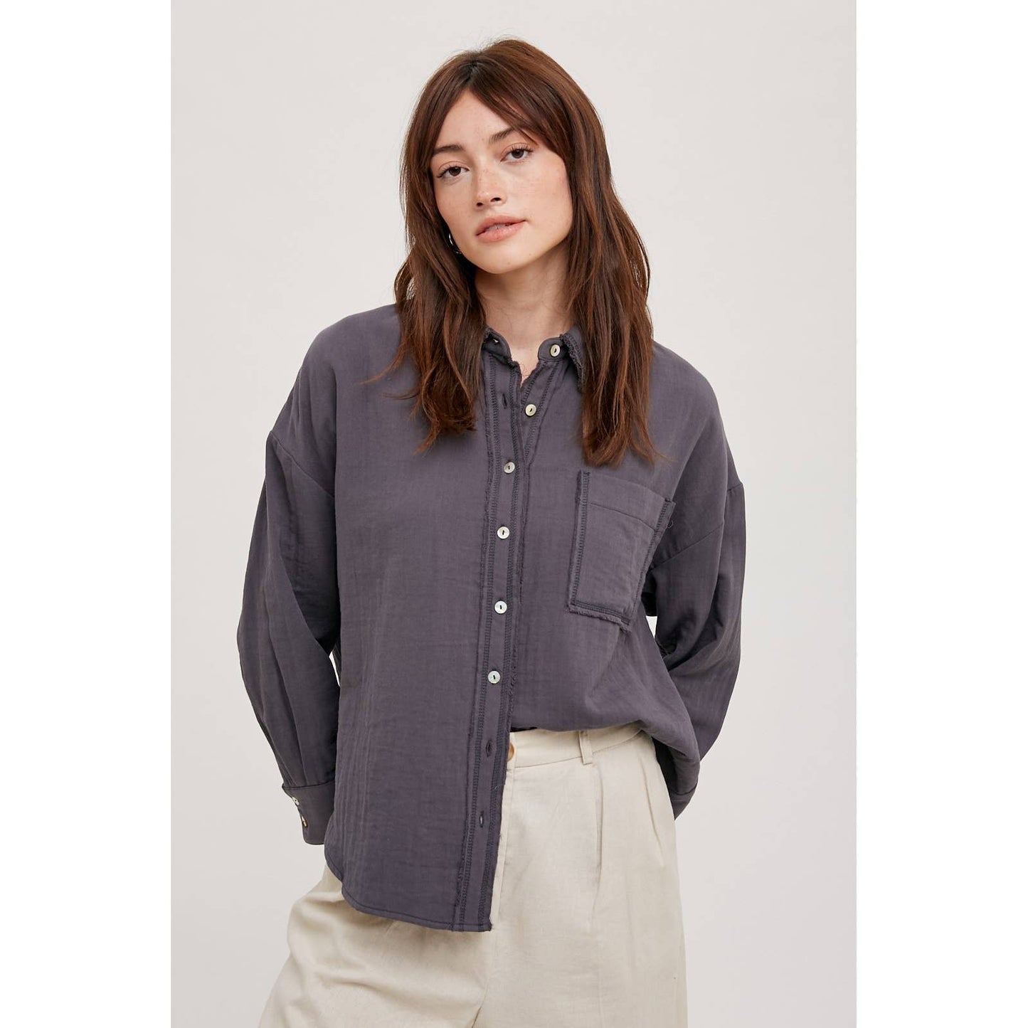 Clara Button Top