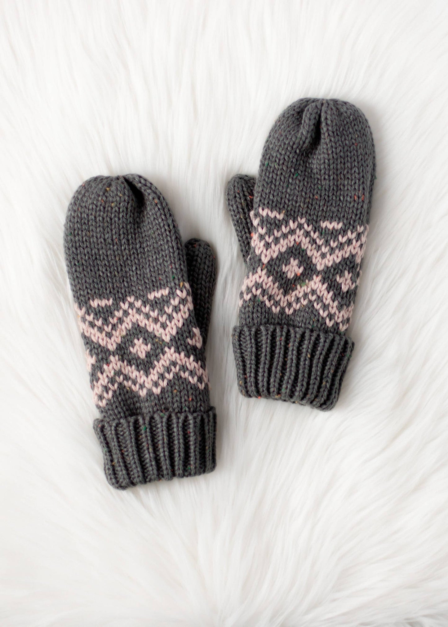 Gray Speckled Knit Mittens