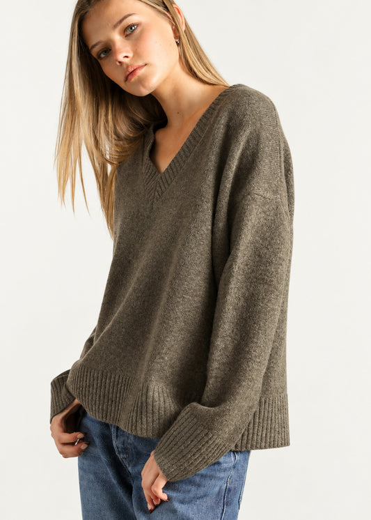 Mocha V-Neck Sweater