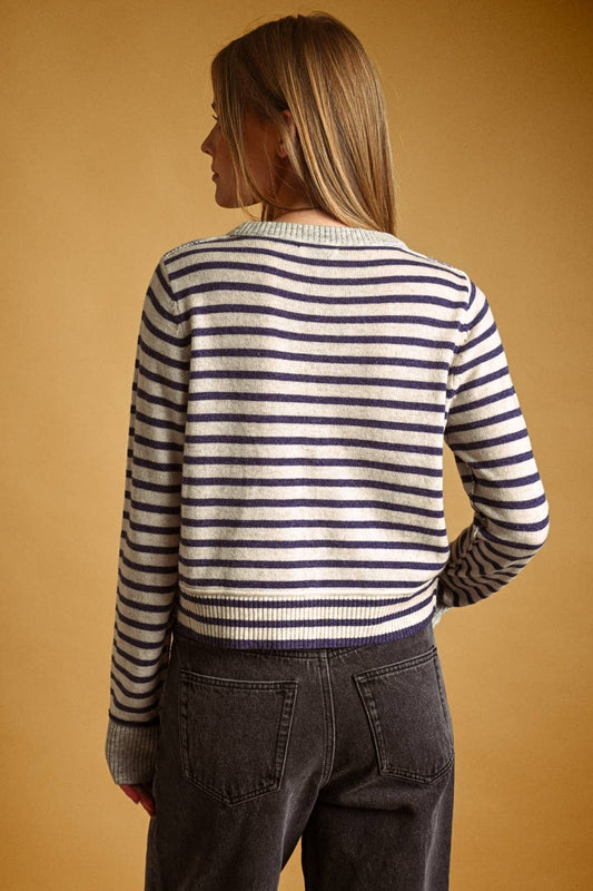 Stripe Button Front Cardiagn