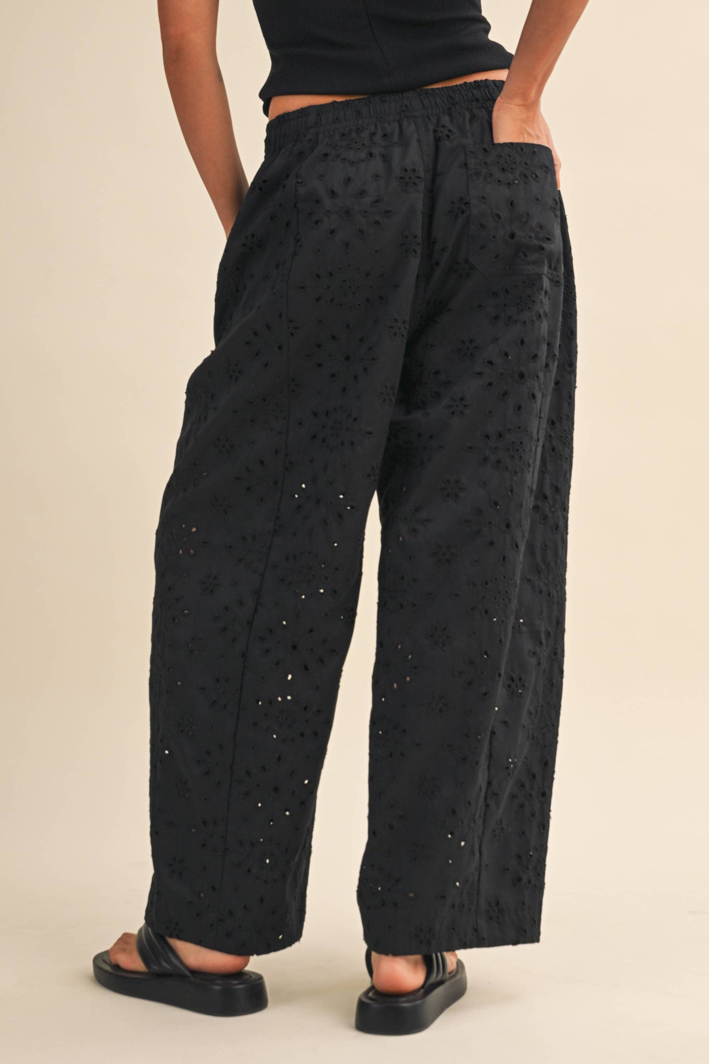 Eyelet Wide Leg Pants