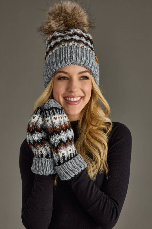Winterland Pattern Pom Hat