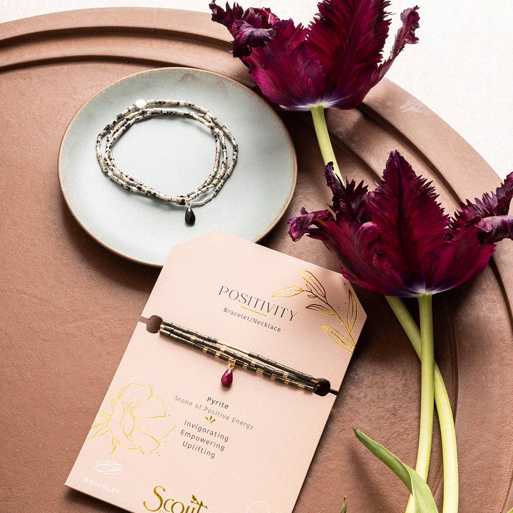 Teardrop Stone Wrap Bracelet | Dalmatian Jasper