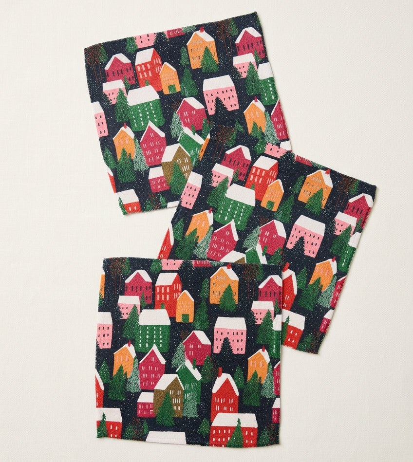 S/3 Alpine Village Dishcloths