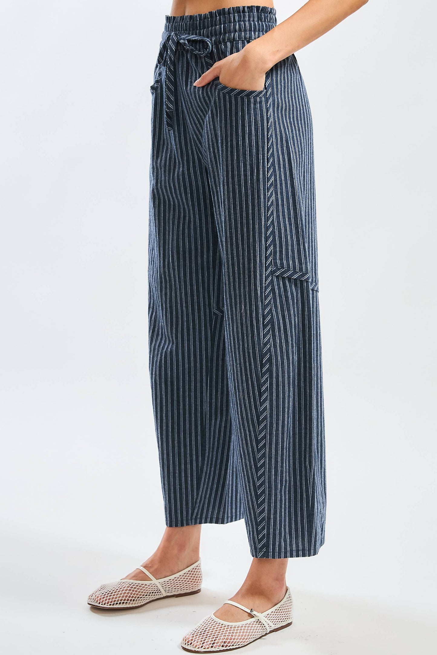 Navy Pinstripe Pants