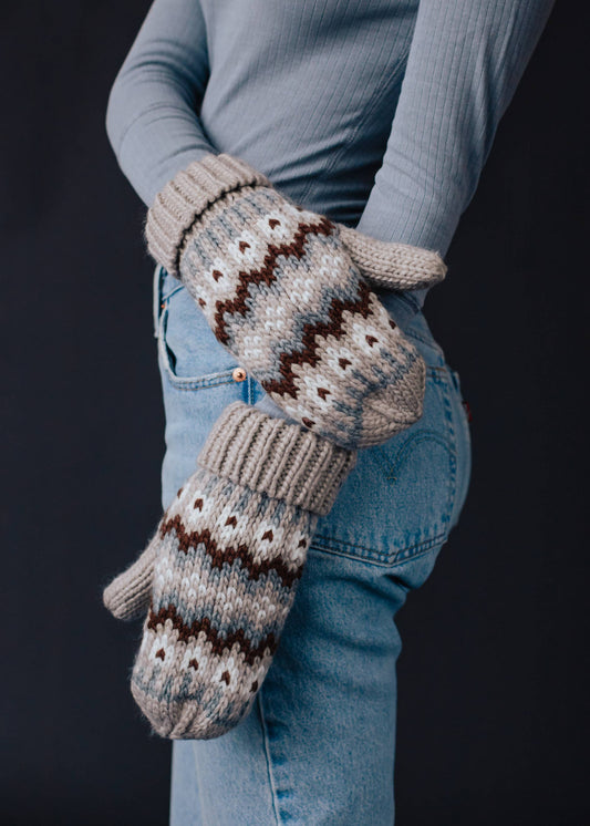 Janey Pattern Knit Mittens