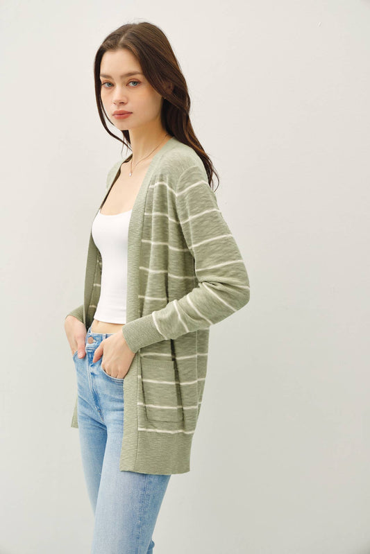 Sage Stripe Cardigan