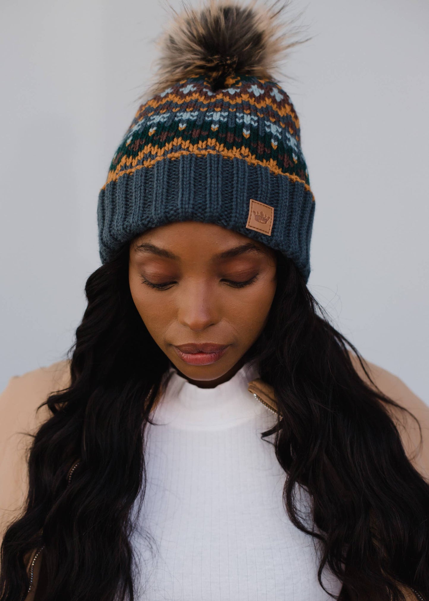 Dusty Blue Patterned Hat