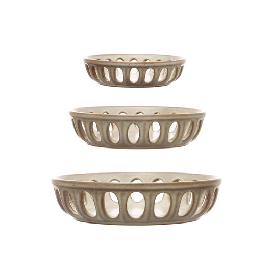 Basket Bowls, Beige, Set of 3 (Each One Will Vary)