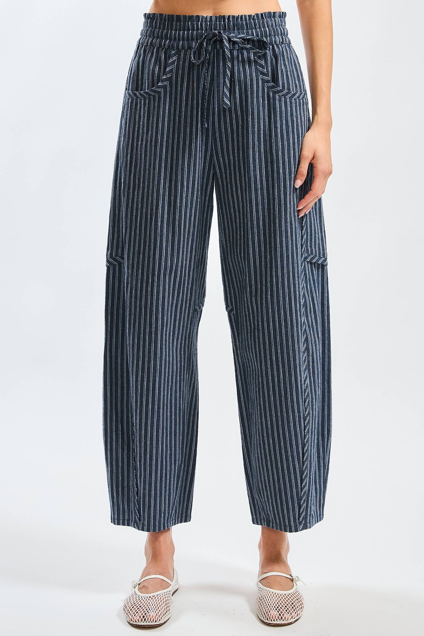 Navy Pinstripe Pants