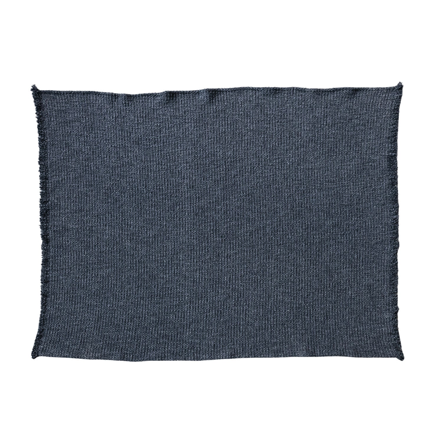 Stonewashed Cotton Blend Bouclé Throw w/ Fringe, Charcoal Color