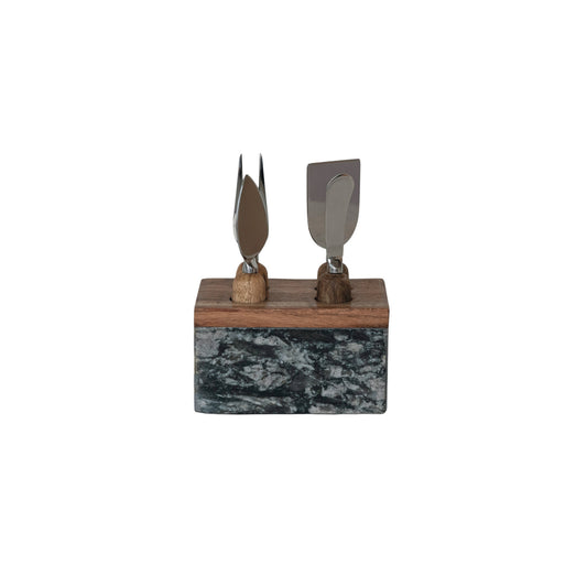 Stainless Steel Cheese Servers w/ Stand, Set of 5 (Each One Will Vary)