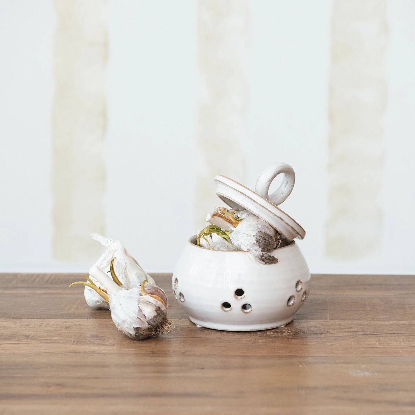 Stoneware Garlic/Onion Jar