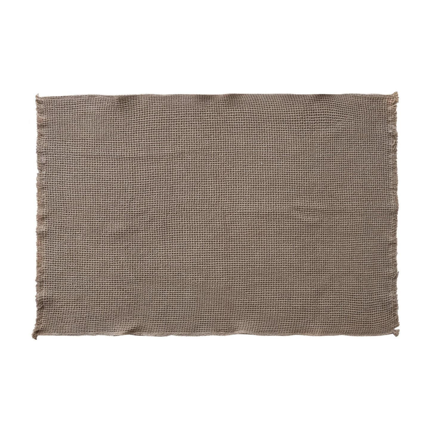 60"L x 50"W Cotton Waffle Weave Throw with Eyelash Fringe, Brown