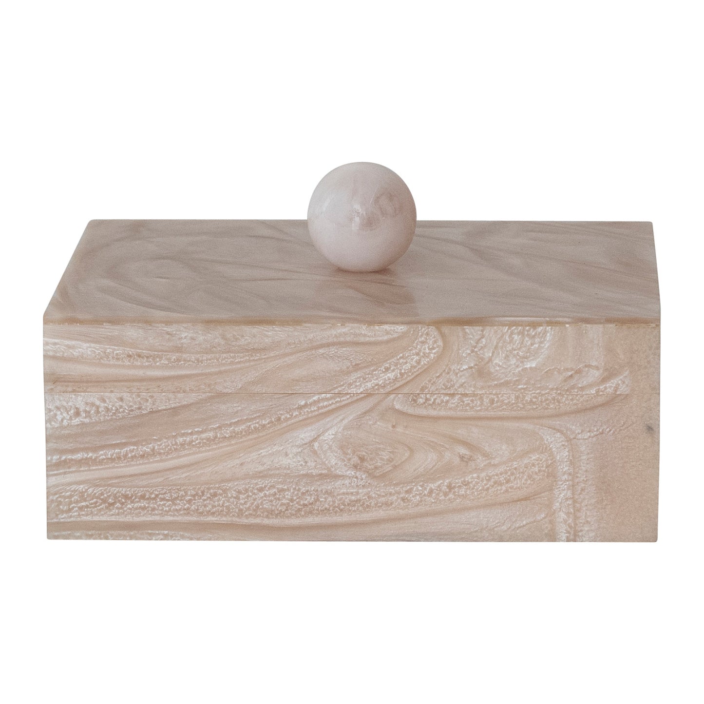 Marbled Resin & MDF Box with Ball Handle, Pearlized Finish (Each One Will Vary)