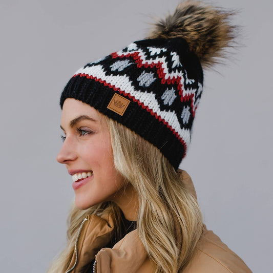 Holiday Pattern Pom Hat