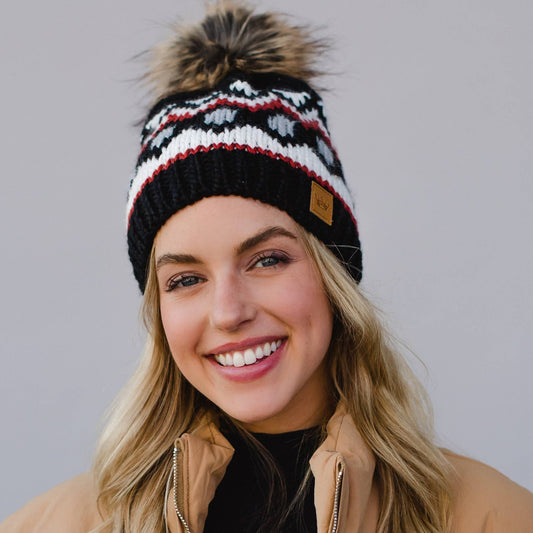 Holiday Pattern Pom Hat