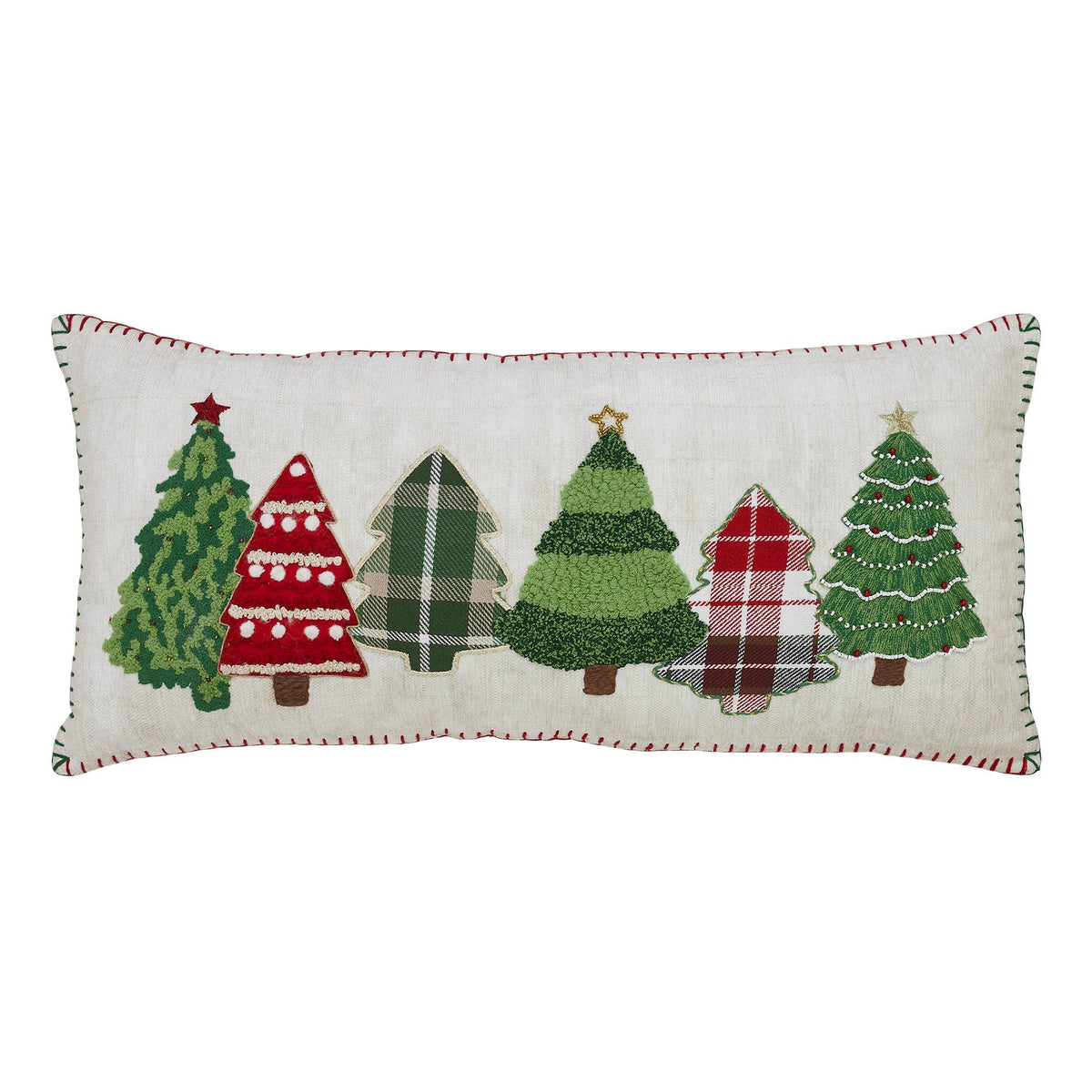 Christmas Tree Embroidered Pillow