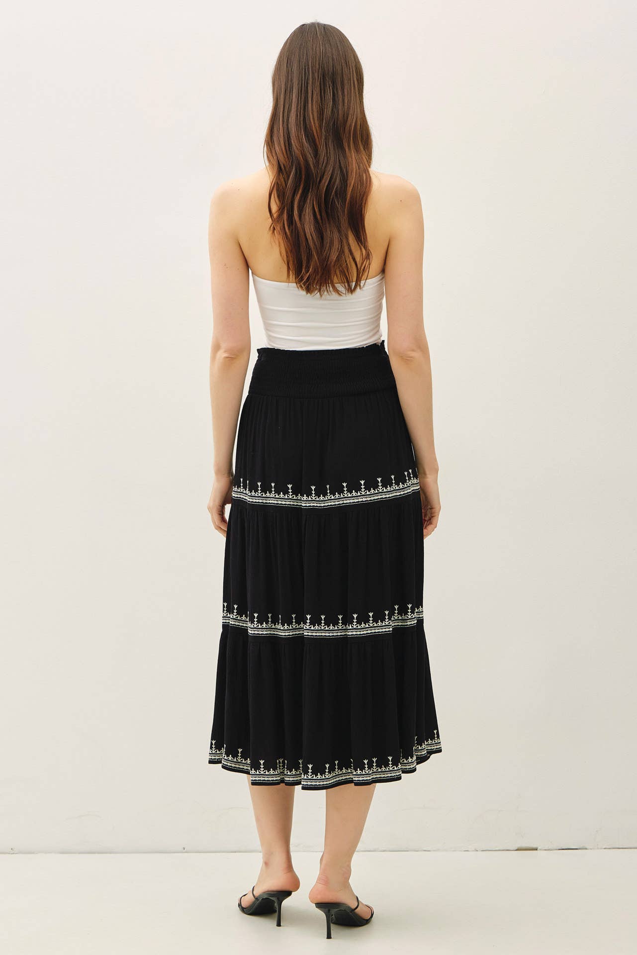 Embroidered Midi Skirt