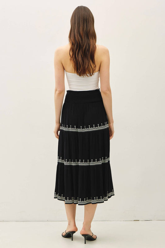 Embroidered Midi Skirt