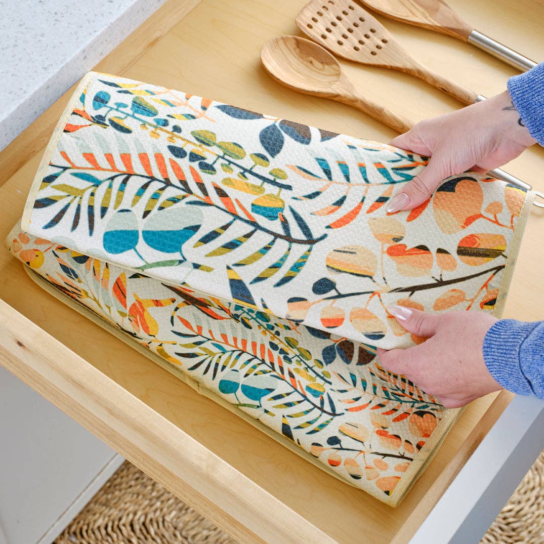S/2 Dish Drying Mats | Colorful Leaves