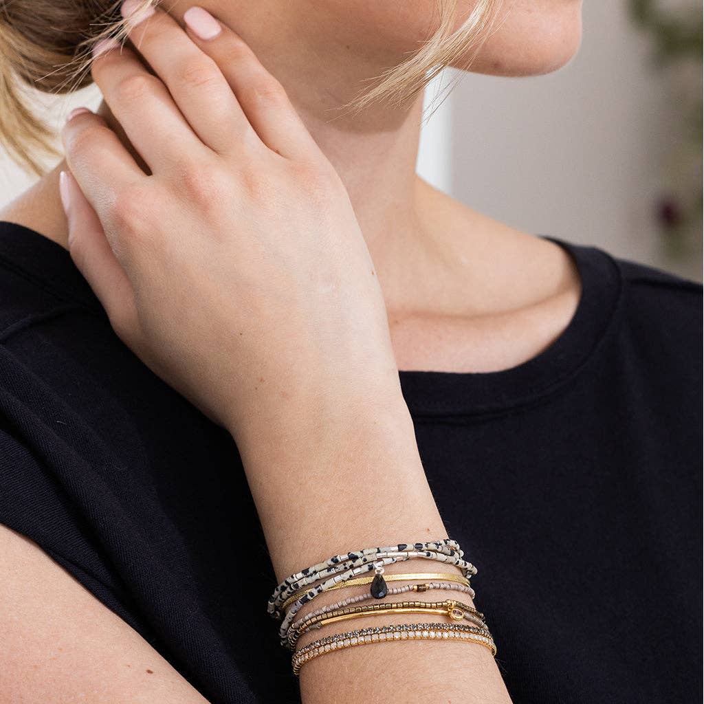 Teardrop Stone Wrap Bracelet | Dalmatian Jasper