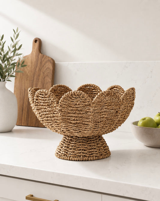 Scalloped Woven Basket Bowl